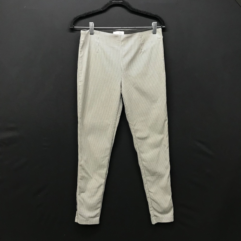 Calvin Klein Women's Blue Cream Striped Pull-On Pants Size 8 Stretch Career